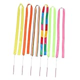 WHAMVOX 2m Artistic Gymnastics Ribbons 6pcs Set Colorful Dance Streamers for Kids Non-Slip Handle for Rhythmic Dancing and Performance