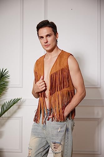 WDIRARA Men's Open Front Sleeveless Fringe Hem Party Club Jacket Vest Outerwear4