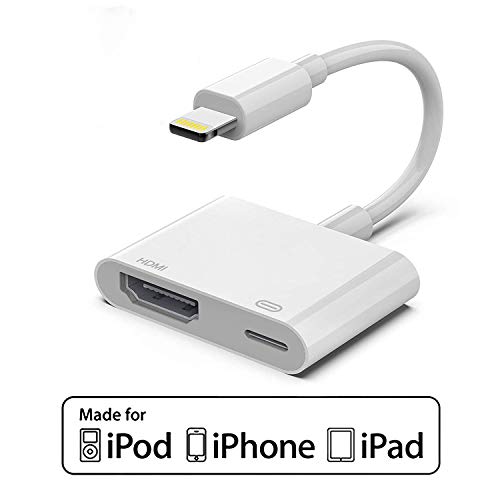 Lighting to HDMI Adapter,Converter iPhone to HDMI Digital AV Adapter,2 in 1 Plug