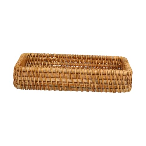 Mikinona Desktop Storage Basket Jewlery Tray Basket for Fruit Household Rattan Food Basket Rattan Serving Basket Seagrass Tray Basket Woven Home Storage Basket Oval Tray Brown Autumn Vines