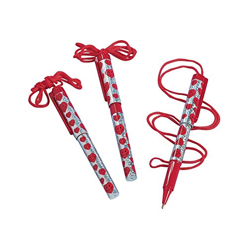 Fun Express - Valentine Pen On A Rope for Valentine's Day - Stationery - Pens - Pen Necklaces - Valentine's Day - 12 Pieces