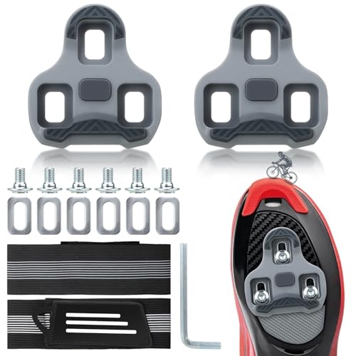 Bmliingchau Compatible con pedales Look Keo, 3 orificios de carbono para bicicleta de carretera, con pinza para pantalones, placas de pedales, tacos para pedales, accesorios de bicicleta para