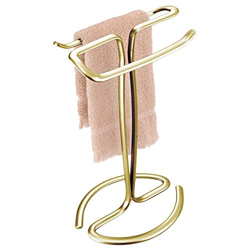 mDesign Decorative Metal Fingertip Towel Holder Stand for Bathroom Vanity Countertops to Display
