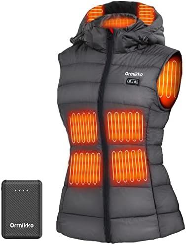 ORRNIKKO [2022 All-New] Heated Vest Women - Detachable Heated Hood and 7.4V 10000mAh Battery Pack, Slim Fit Womens Heated Vest