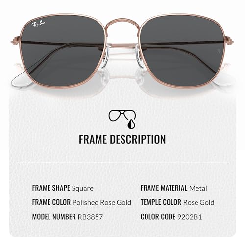 Ray-Ban RB3857 FRANK ROSE GOLD Square Shaped Sunglasses for Men & Women with Official RAYBAN Eyewear Kit3