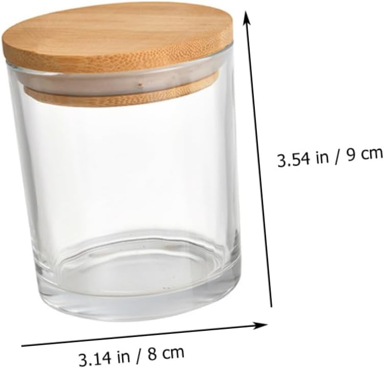 HOMSFOU 5sets Empty Glass Candle Jars Modern Lid Design Glass Candle Cups Home Desktop Decor