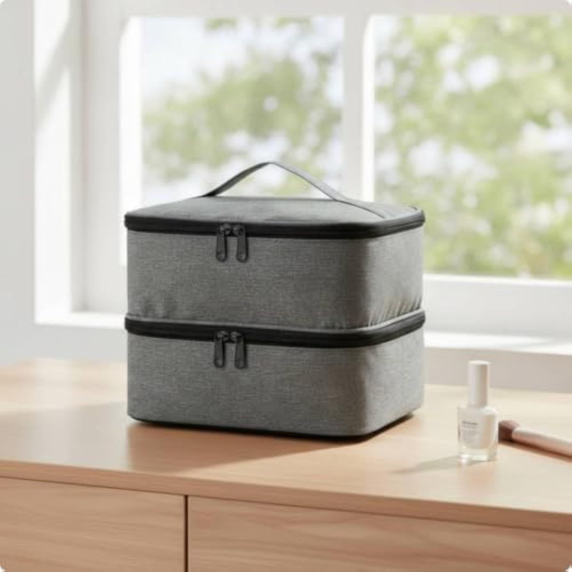 Two-Layer Nail Supplies Organizer with Handle