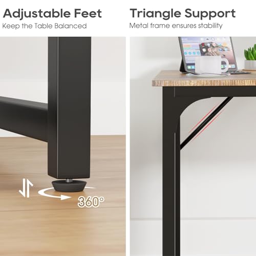 Image of PayLessHere | 39 Inch Computer Desk | Brown | Office Desk with Metal Frame, Adjustable Feet | Water-Resistant, Scratchproof Surface | Sturdy Writing Table for Home Office or Study | Pack of 2