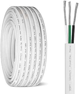 Kimbluth 14 Gauge Triplex Marine Wire Tinned Copper Boat Cable, 50ft 14 AWG Standard USA OFC Oxygen Free Copper Wire for Automotive Boat Speakers Solar Outdoors