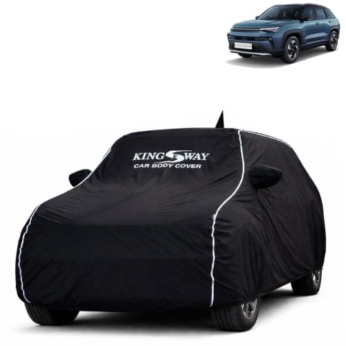 Image of KINGSWAY Super Waterproof Car Cover Only with Maruti Suzuki Victoris (Year 2025 Onwards - All Model) | Mirror and Antenna Pockets | All Weather Car Body Cover with Silver Piping | Black