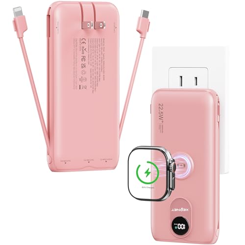 XEGNER Portable Charger 10000mAh 20W Wall Plug 2 Cables iWatch Charging