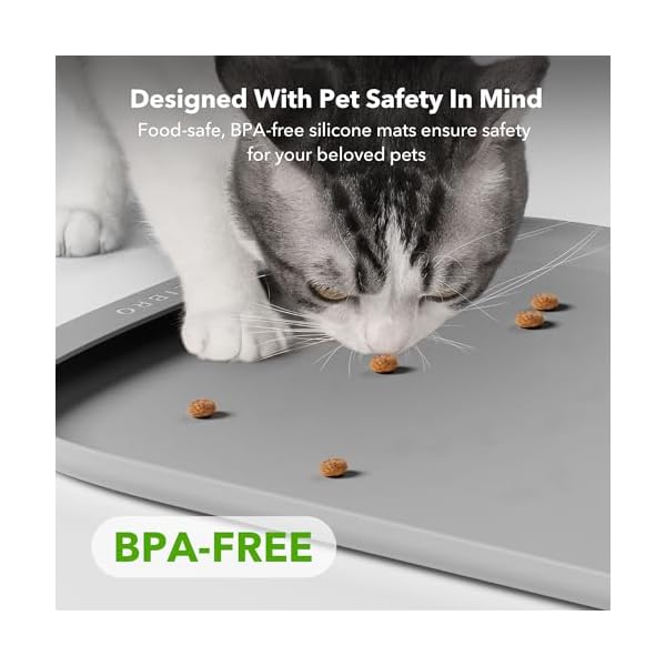 Petlibro dog food mat safety silicone cat food mat for feeder fountain waterproof dog bowl mat raised edge spill protection floor cove feeding mat for af005 af103 single tray af203 single tray  urban country home decor