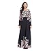DEELIN Femme Élégant Rétro Floral Imprimé Maxi Robe Col Rond À Manches Longues De Mode Slim Fit Robe Musulmane Abaya Arab Caftan Vêtements Islam Robe