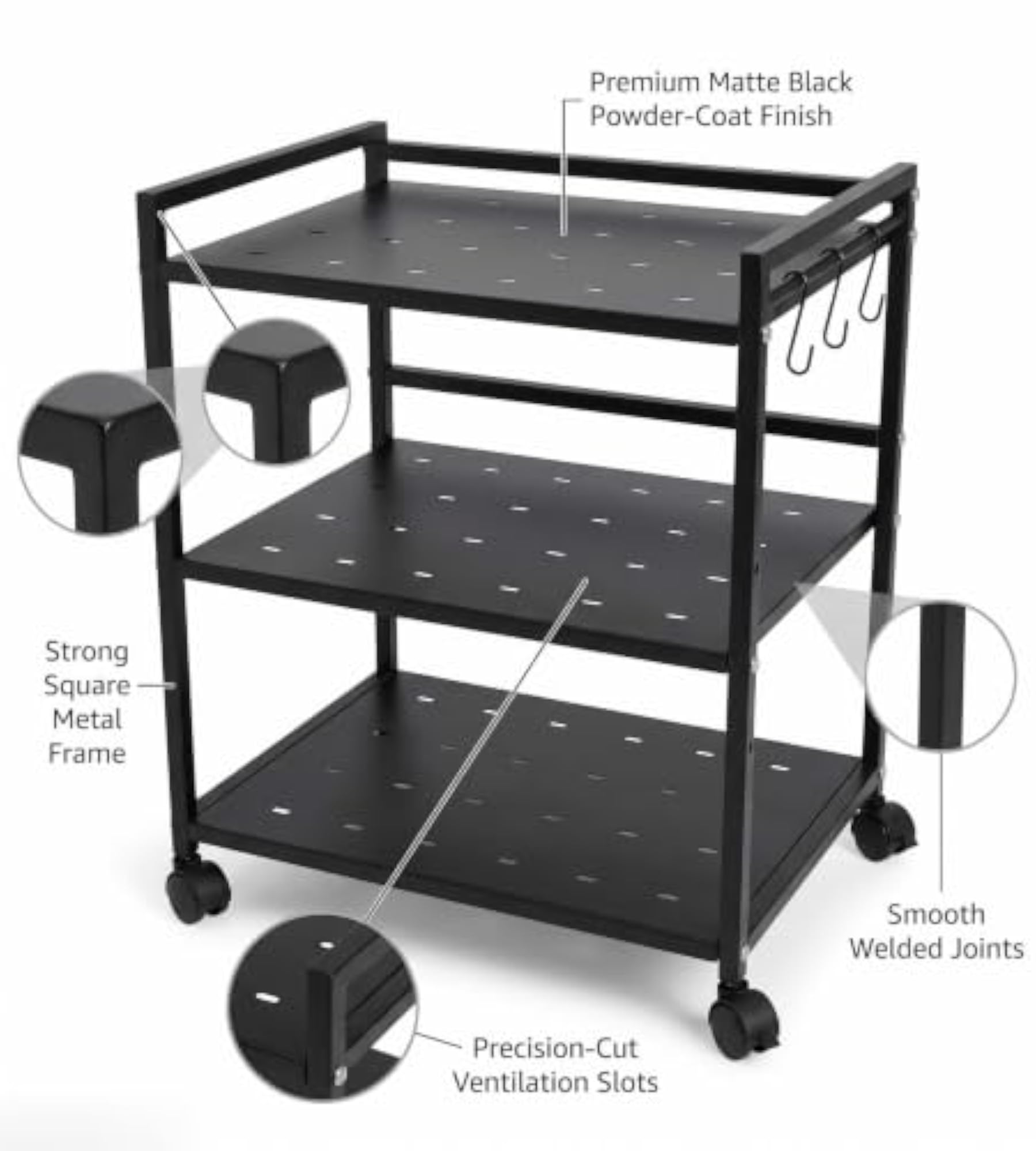 Tier Kitchen Storage Rack with Lockable Wheels, Versatile Organizer