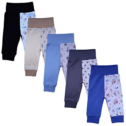 MEA BABY Unisex Baby Hose aus 100% Baumwolle im 5er Pack/Pumphose. Babyhose f&uuml;r Jungen Baby Hose f&uuml;r M&auml;dchen, Schlupfhose (62, Jungen)