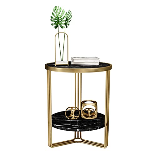 Table de rangement d'angle salon table basse marbre ronde 50 cm - 2