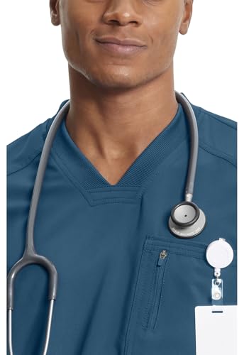 Image of Cherokee Infinity Mens Scrubs Top V-Neck Modern Fit 2 Pocket 360 Stretch