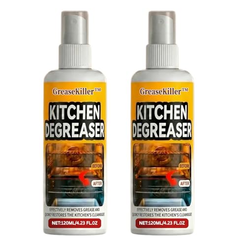 Grease Killer Spray Grill 2026 GreaseKiller Fettvernichter Spray Extra Stark & Anwendungsfertig Gegen Eingebranntes Fett & öL Backofen Herdplatte Grill 120g (2 flasche)