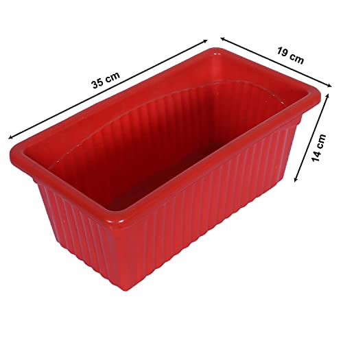 Image of Plastic Window Planters | Garden Planting Pots | Flower Plant Pots for Home Garden & Balcony | Flower Planters for Balcony and Terrace Gardens | Pack of 5 (Red)
