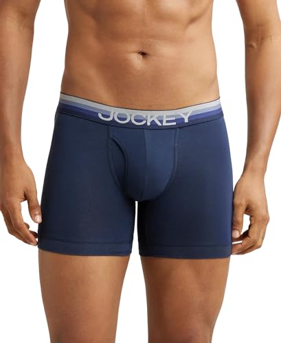 Image of Jockey ZN03 Men's Super Combed Cotton Elastane Stretch Solid Boxer Brief with Ultrasoft Waistband