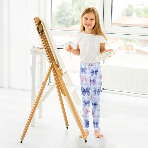 Blue Bow Purple Bows Girls Leggings Kids Yoga Pants Dance Active Tights 4T 5