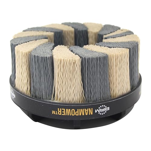 Image of Brush Research ADT12538320 Nampower Turbine Style Abrasive Disc Brush, Combination Silicon Carbide /Ceramic Filament, 125mm Diameter, 38mm Bristle Length (Pack of 1)