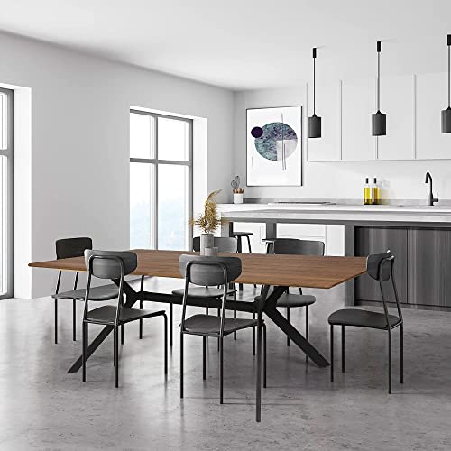Luckyermore 71"X35.5" Dining Table Mid-Century Vintage Kitchen Table For 6-8 Person For Dining Room Balcony Cafe Bar Walnut #TOP7