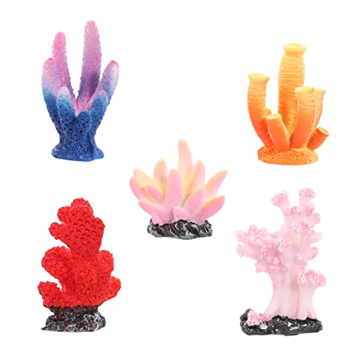 ibasenice 5Pcs Artificial Coral Ornament for Aquariums Desktop Decor for Fresh Salt Water Fake Coral for Fish Tank Landscaping Random Styles