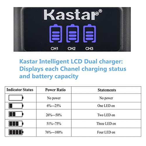 Kastar CH-LED3-2B-DLI63-K 2 Pack Battery And Lcd Triple Usb Charger Compatible With Sealife Reefmaster Dc-1200 thumb #2