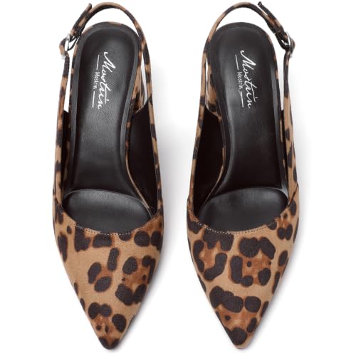 Image of Mostrin Kitten Heels for Women Slingback Pointed Closed Toe Heels Women's Pumps Shoes for Wedding, Party, Commuting
