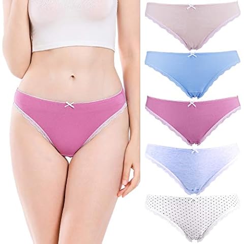 CharmLeaks Women's Breathable 5 Pack Bikini Panties Stretch Cotton Briefs Knickers L Cover