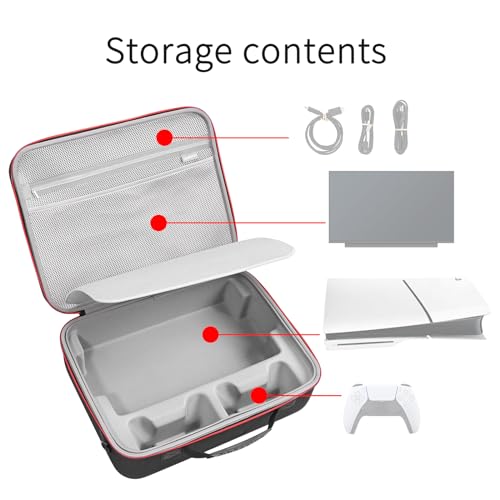 RLSOCO Carrying Case for PlayStation 5 Slim Digital Edition,Travel Storage Bag for PS5 Slim Game Console,Controller x2,Charger x1,Portable Screen x1,Game Discs and Other Accessories by RLSOCO - Used condition - Image 5