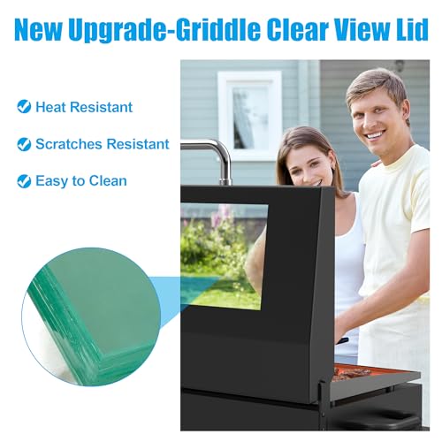 Outspark Hinged Lid for Blackstone 36 Inch Griddle,Upgrade Clear View Griddle Hard Cover Hood for Blackstone 36\" 1554 2149 1825 Outdoor Flat Top Gas Grill Griddle Accessories with Temperature,Black