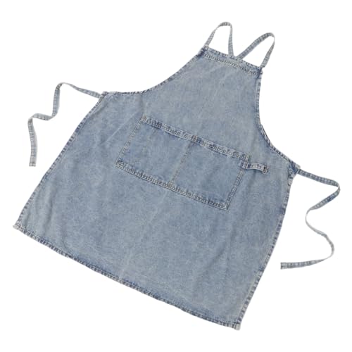 Tablier denim bleu clair réglable avec grande poche centrale pour homme et femme
