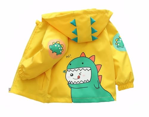 Vinmin Toddler Hooded Jacket Cartoon Little Green Dinosaur Zip Coat Little Girls Boys Jacket Thin Fashion for Spring Autumn