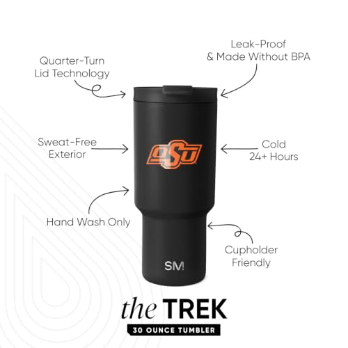 Image of Simple Modern Oklahoma State Cowboys Tumbler with Straw | 30oz | Collegiate | Trek Officially Licensed Oklahoma State University Insulated Water Bottle, Travel Mug | Football Gift for Men, Dad, Him, Her