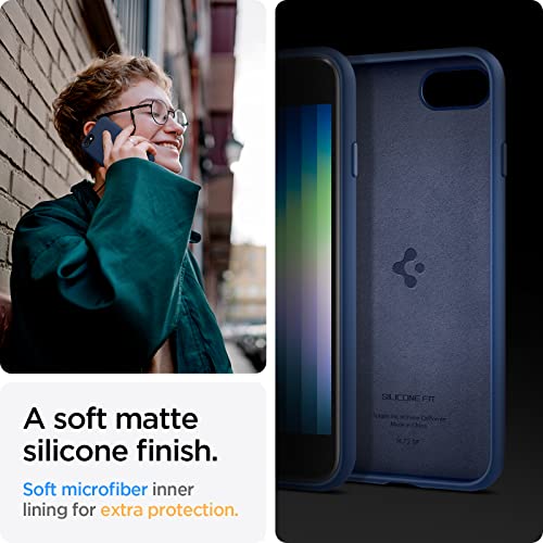 Image of Spigen Sillicone Fit Back Cover Case for iPhone SE 2022 | iPhone SE 2020 | iPhone 7 | iPhone 8 (Sillicone | Navy Blue)