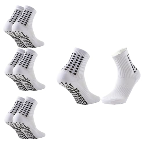 Xumann 3 Pairs Grip Socks Football Kids, Breathable Grip Socks Football for Boys, Football Grip Socks Junior for Teenagers Aged 9-12 Years (Foot Length 18-22cm White)