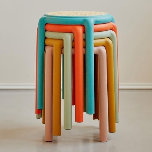 Taburetes apilables, taburete corto de ratán sin respaldo para cocina, comedor, aula, diseño portátil, apilable para un fácil almacenamiento - imagen 6