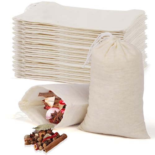 40 Pcs Empty Spice Bags Reusable Tea Bags Muslin