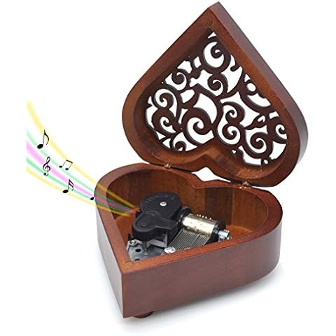 Sooharic Wooden Music Box You are My Sunshine, Heart-Shaped Wind Up Clockwork Mechanism Musical Gifts for Kids Cover