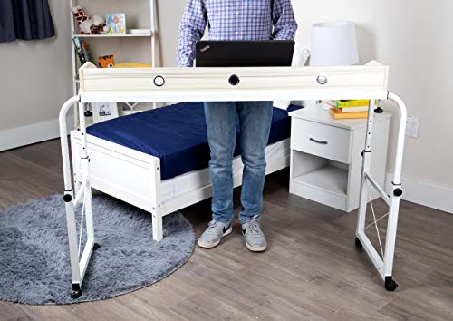 Mind reader rolling adjustable height width desk laptop workstati…