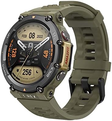Amazfit T-Rex 2 Smart Watch for Men, Dual-Band & 6 Satellite Positioning, 24-Day Battery Life, Ultra-Low Temperature Operation, Rugged Outdoor GPS Military Watch, Green (Renewed)