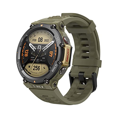 Amazfit T-Rex 2 Smart Watch For Men, Dual-Band & 6 Satellite Positioning, 24-Day Battery Life, Ultra-Low Temperature Operation, Rugged Outdoor Gps Military Watch, Green (Renewed) #TOP2
