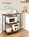 VASAGLE Kitchen Shelf on Wheels, 31.5 Inches Serving Cart with 3 Shelves, Kitchen Cart, Microwave Shelf, for Mini Oven, Toaster, with 6 Hooks, Industrial Style, Rustic Brown and Ink Black UKKS067K01