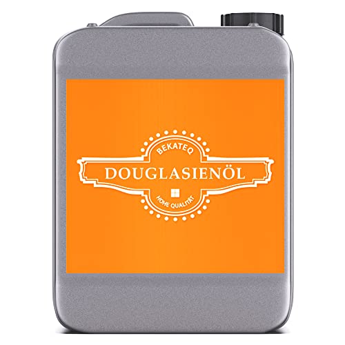 Douglasien Öl 5l farblos I Holz-Öl für innen & außen I Leinöl-Firnis zum Holzschutz & Holzimprägnierung von Douglasien, Terrassen, Gartenmöbeln, Treppen I Wasser & schmutzabweisend - BEKATEQ BE-291