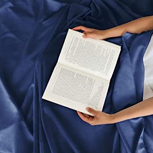 Image of Flat BedSheet with 2 Pillow Covers 600 TC 100% Egyptian Cotton Bedsheet Comfortable & Durable Hotel Quality Sheet (Queen 90x102, Navy Blue)