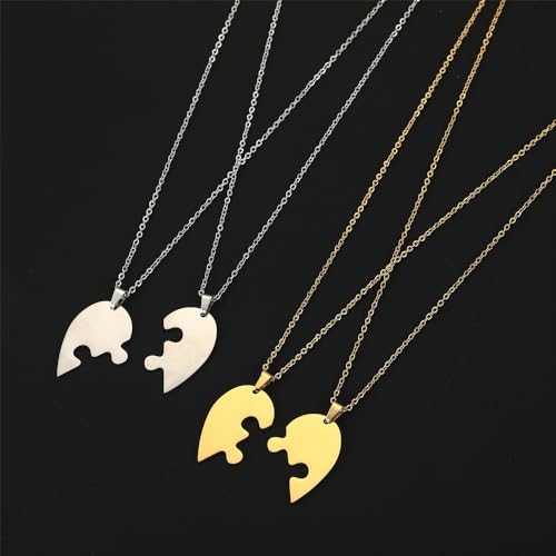 Collier de pièces de puzzle en argent 925, pendentif cœur ciselé pour des liens durables - 6