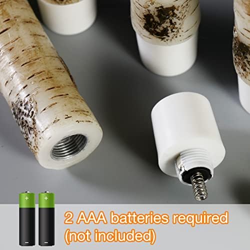 Eywamage Birch Bark Flameless Taper Candles with Remote, Flickering LED Wax Battery Operated Christmas Candlesticks Set of 6