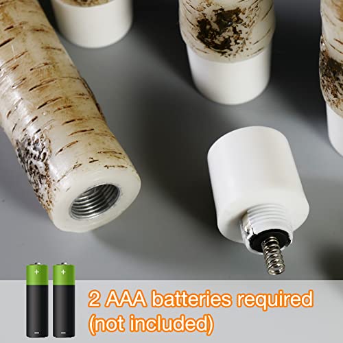 Eywamage Birch Bark LED Taper Candles with Remote, Battery Operated Wood Candles, LED Wax Candlesticks Set of 6 by Eywamage - Image 3